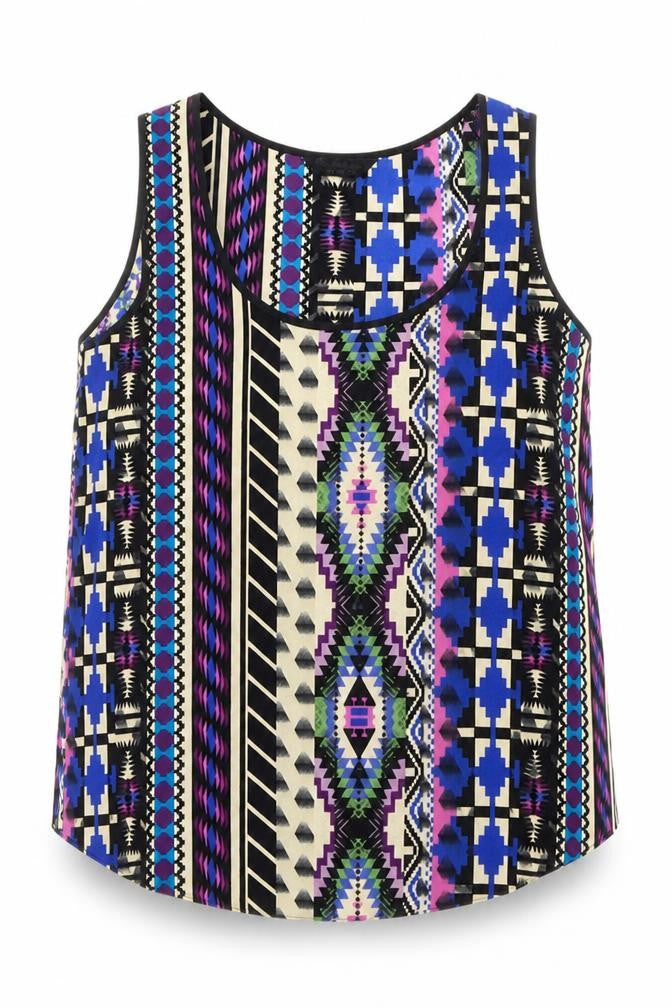 Miss Selfridge Womens Aztec Multicoloured Tank Top, Size 8
