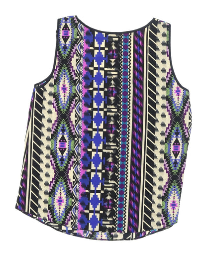 Back view of Miss Selfridge women’s aztec multicoloured tank top, size UK 8