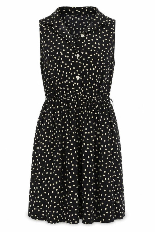 Miso Women's Black Polka Dot Shirt Dress - S