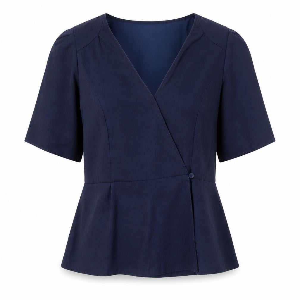 ASOS Women's Blue Wrap Blouse V-Neck UK 10