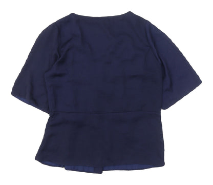 Back view of ASOS Women's Blue Wrap Blouse V-Neck UK 10