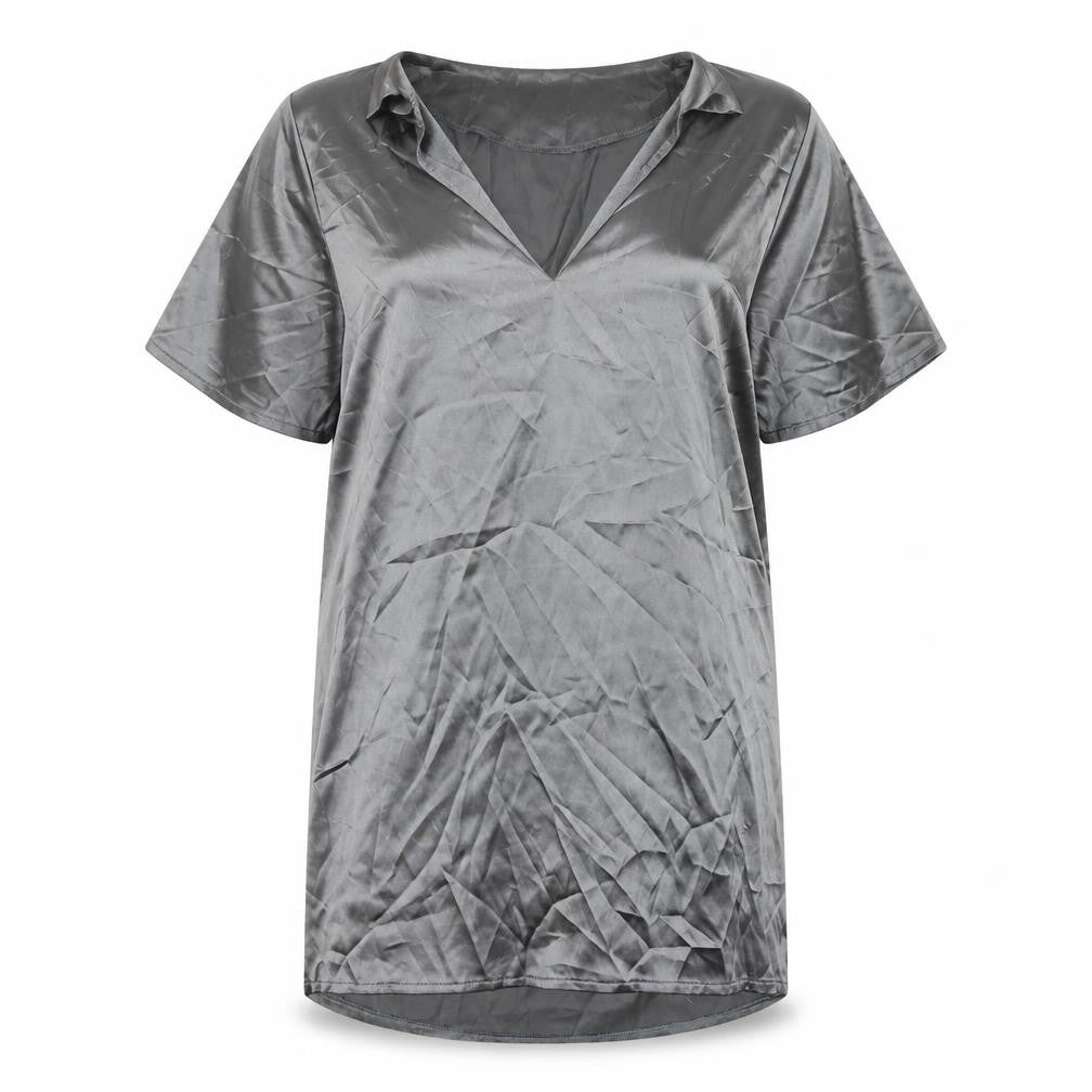 Missguided Women's Grey V-Neck Short Sleeve Dress