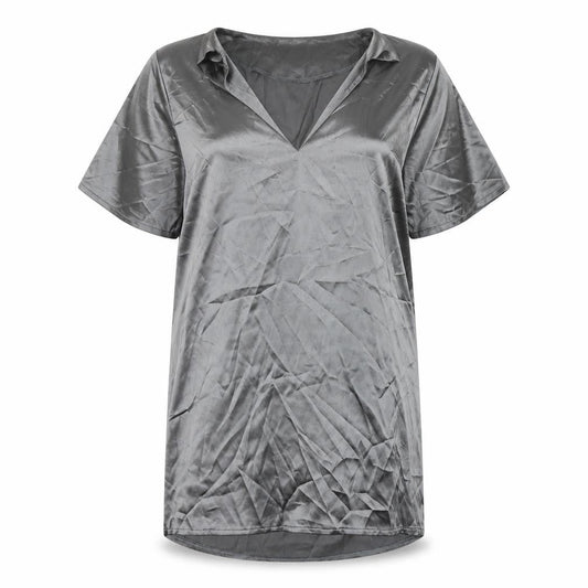 Missguided Women's Grey V-Neck Short Sleeve Dress