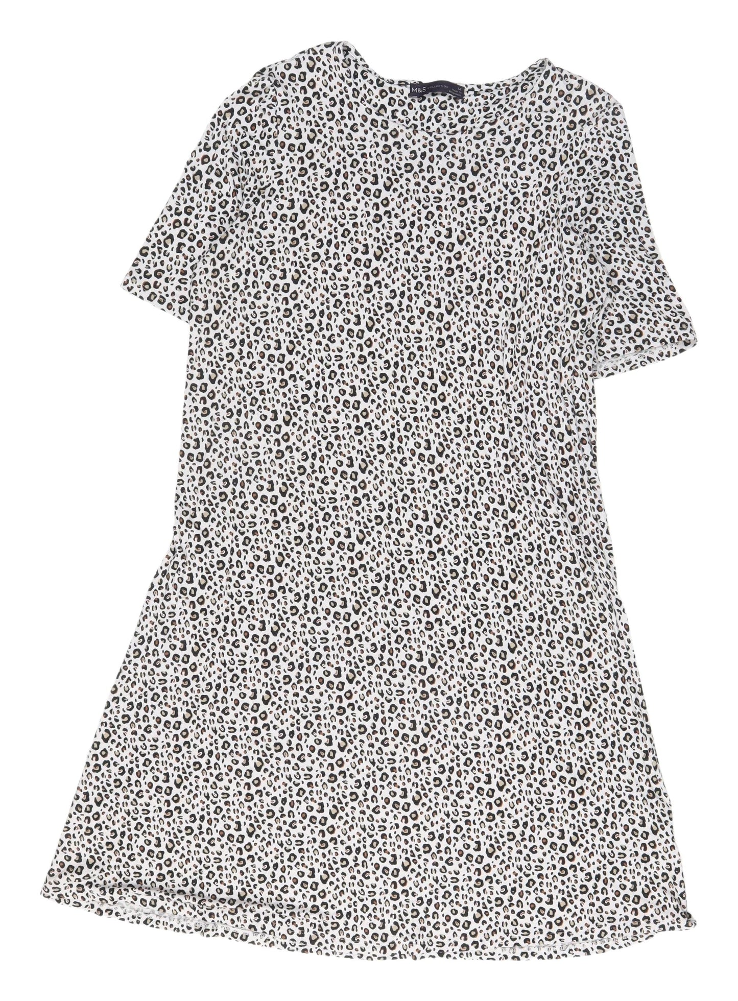 Marks and Spencer Women Ivory Animal Print Shift Dress
