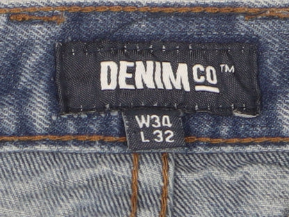 Close-up detail of Denim Co Men's Blue Straight Jeans L