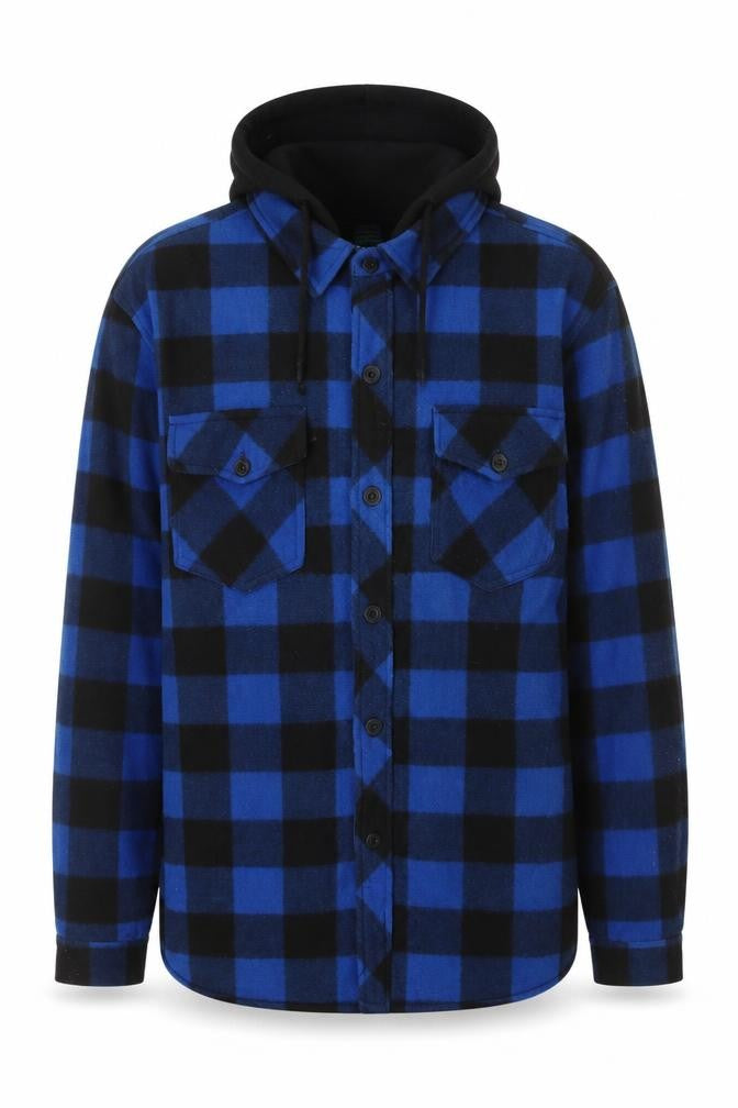 Sierra Men's Blue Check Hooded Jacket Flannel S