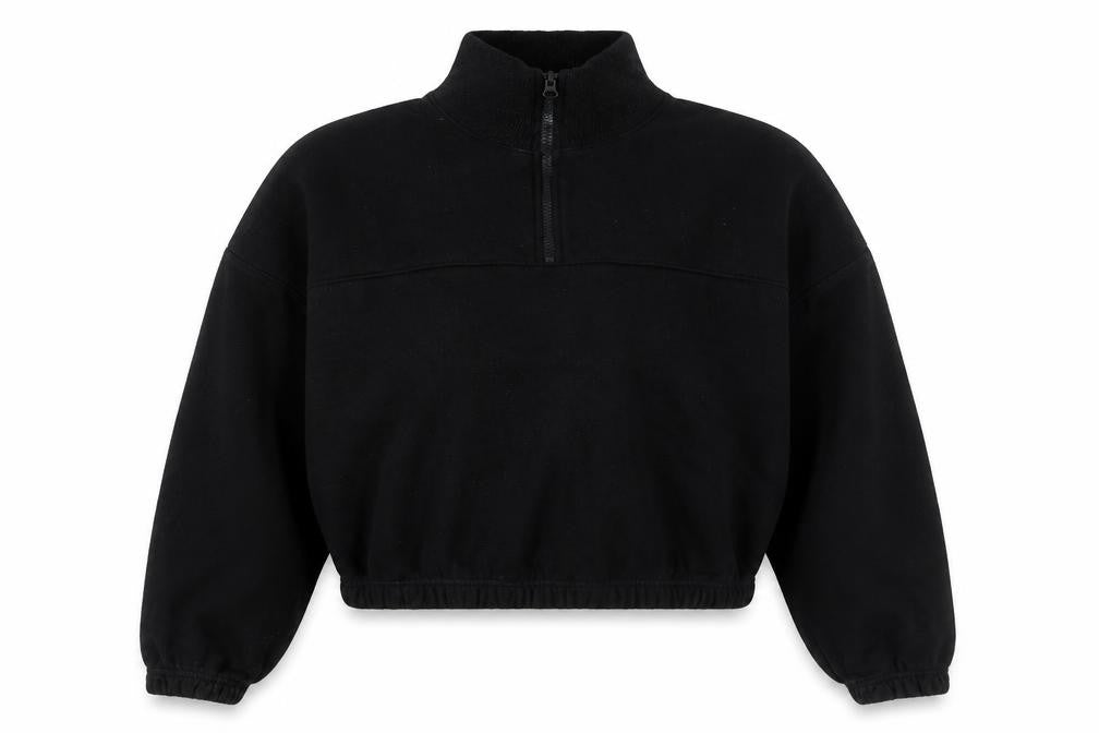 Weekday Black Cotton 1/2 Zip Sweatshirt M Unisex