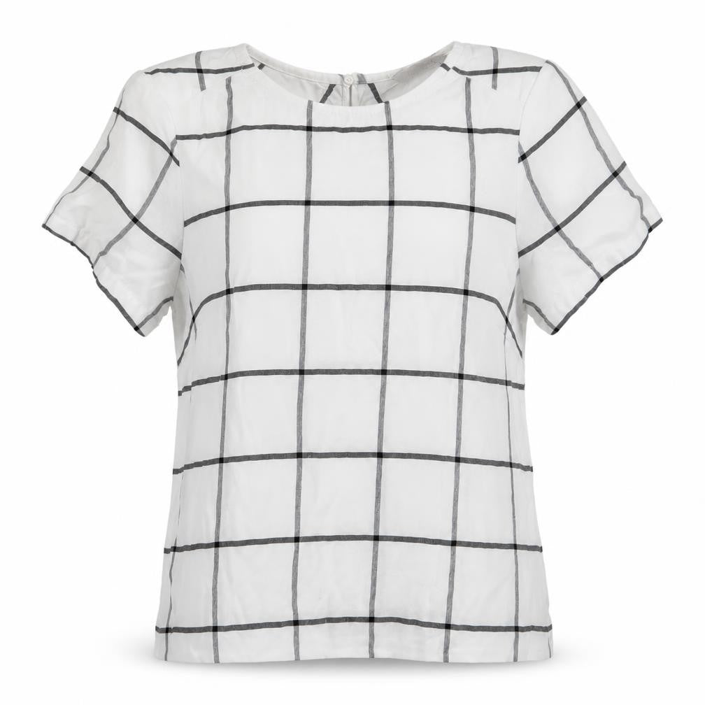 Marks & Spencer White Check T-Shirt UK 10, Women's