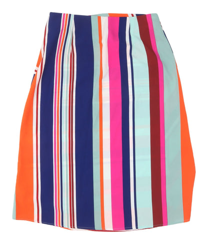 Back view of V by Very Multicoloured Striped Wrap Skirt, size 14