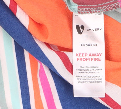 Close-up detail of V by Very Multicoloured Striped Wrap Skirt, size 14
