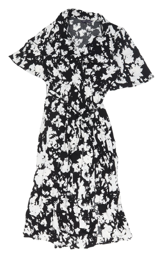 Marks and Spencer Women's Black Floral Shirt Dress