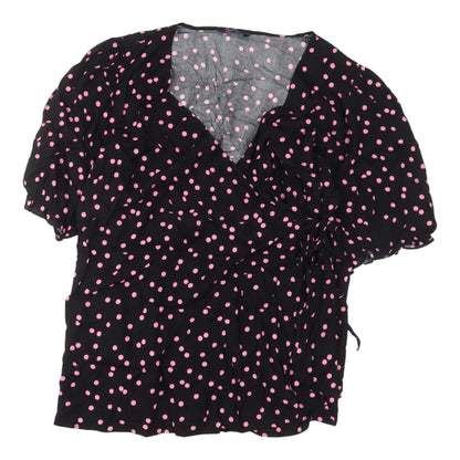 Marks & Spencer Women's Black Polka Dot Wrap Blouse