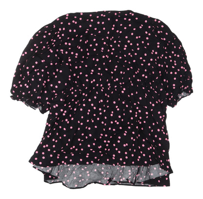 Marks & Spencer Women's Black Polka Dot Wrap Blouse
