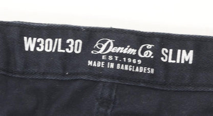 Close-up detail of Denim Co. Men's Slim Blue Jeans with Stretch, size M