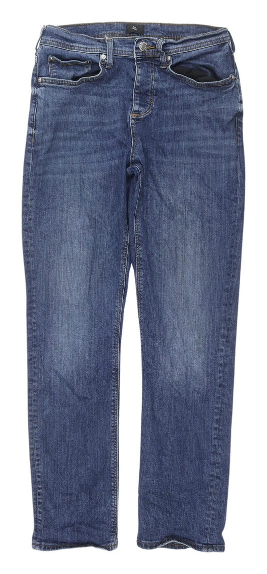 River Island Men's Blue Straight Denim Jeans Size 30