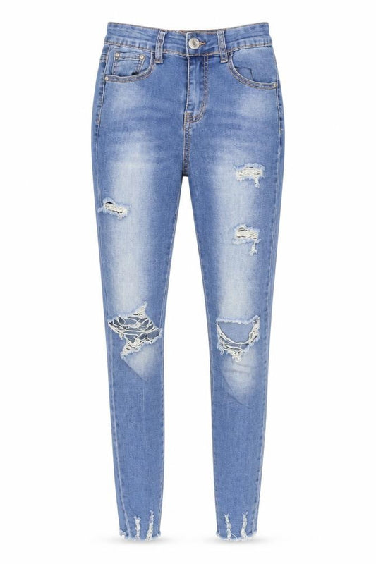 Miss RJ Women's Blue Ankle Distressed Jeans Size 8