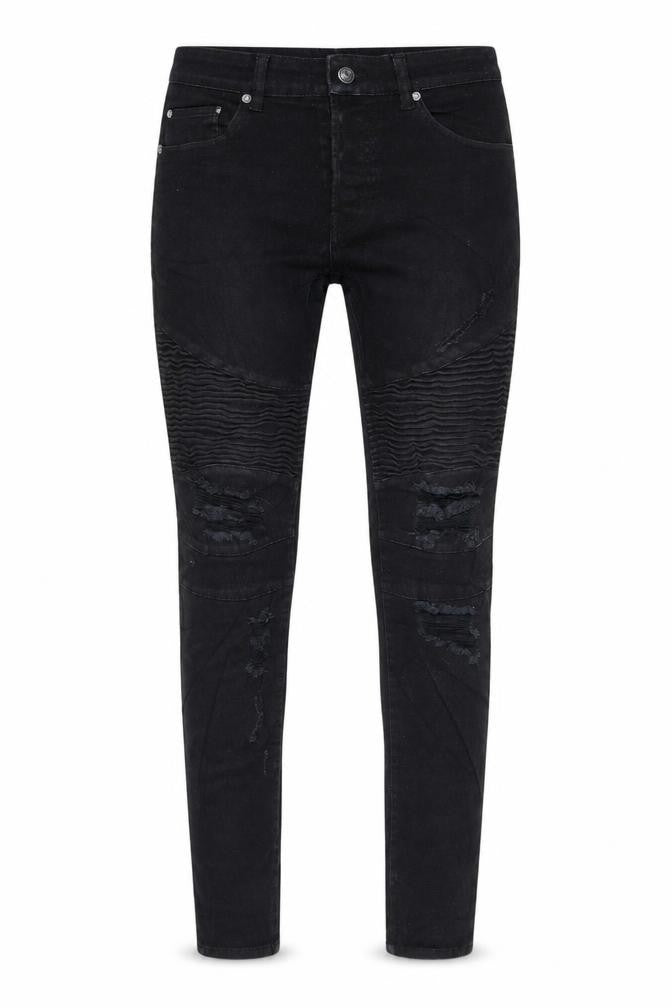 H&M Women's Black Skinny Jeans - Distressed Style, Size 2