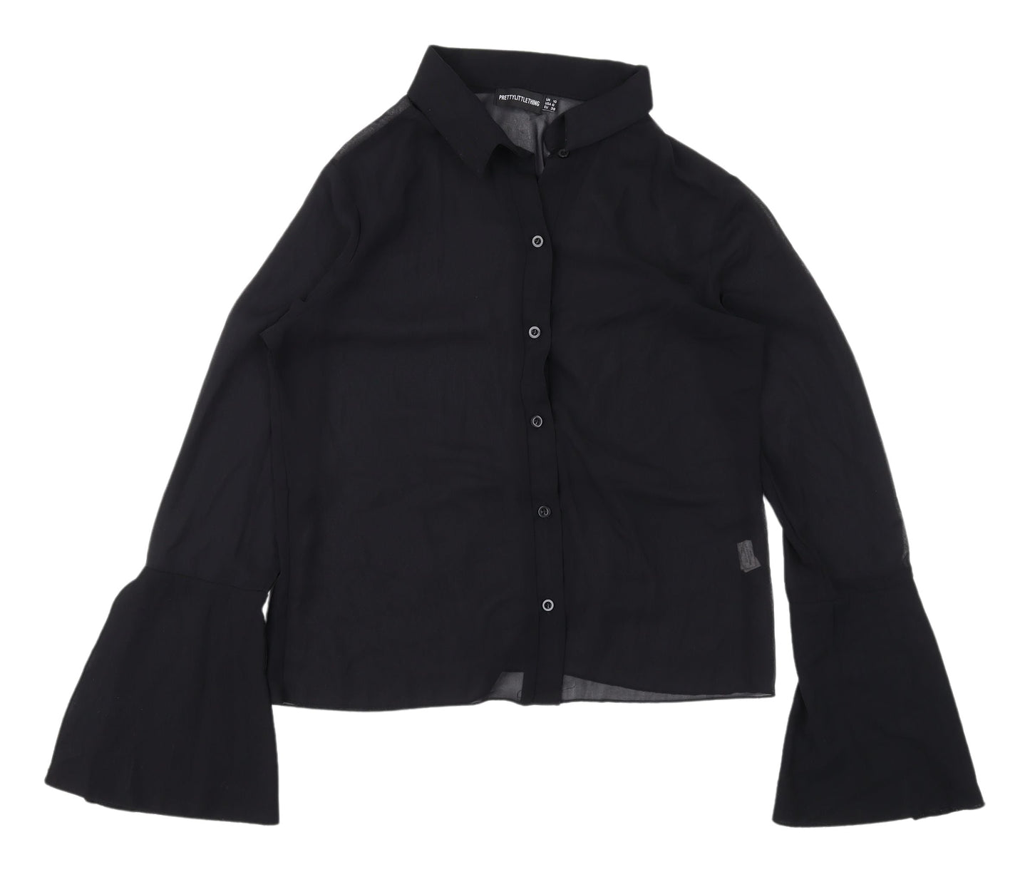 PrettyLittleThing Women's Black Bell Sleeve Shirt