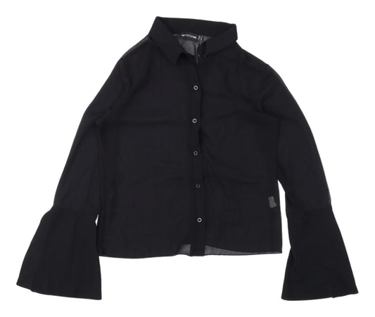 PrettyLittleThing Women's Black Bell Sleeve Shirt
