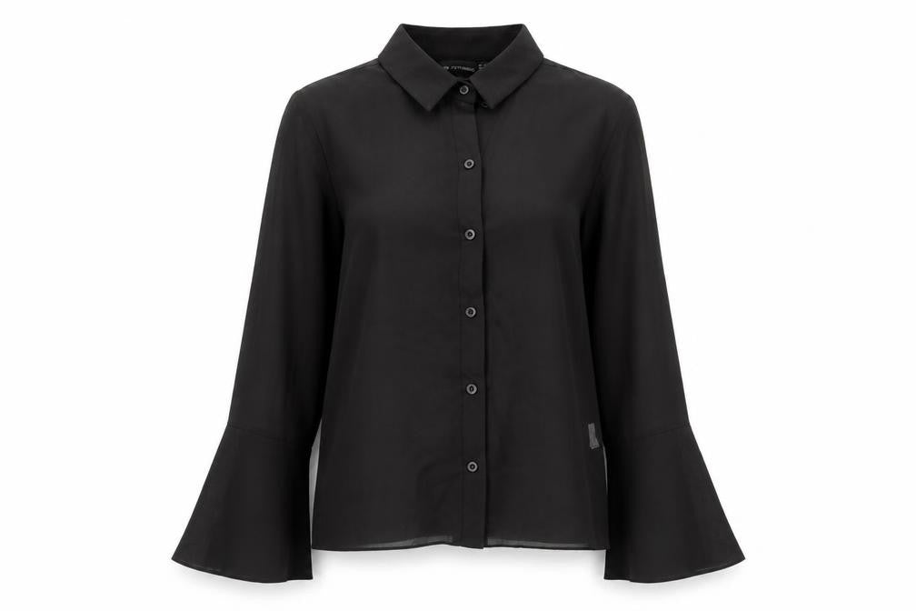 PrettyLittleThing Women's Black Bell Sleeve Shirt