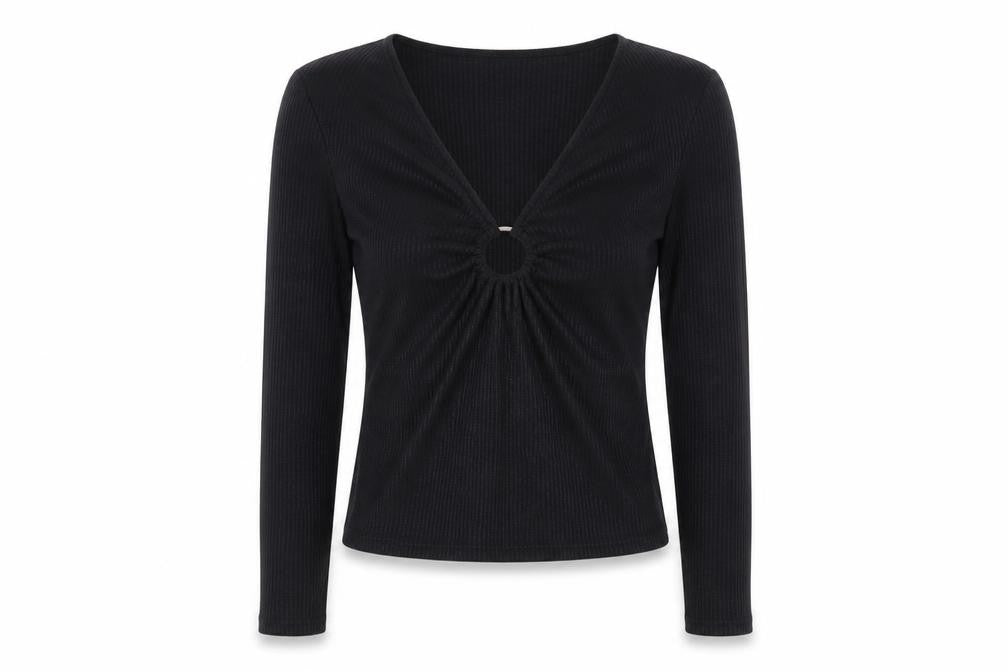 H&M Women's Black V-Neck Slim Jersey Blouse XS