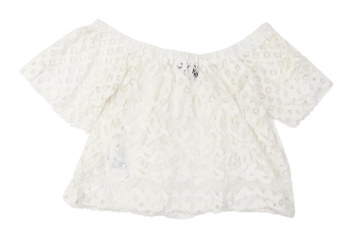 New Look Women's White Lace Off-Shoulder Blouse Size 8