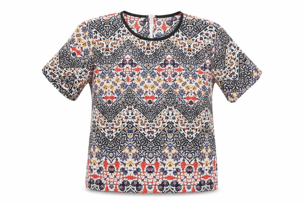 Topshop Women's Multicoloured Geometric T-Shirt, Size 6