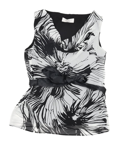 Additional front view of Wallis Petite Black Floral Cowl Neck Wrap Blouse