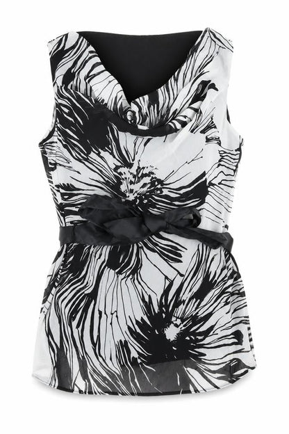 Front view of Wallis Petite Black Floral Cowl Neck Wrap Blouse