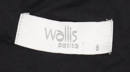 Close-up detail of Wallis Petite Black Floral Cowl Neck Wrap Blouse