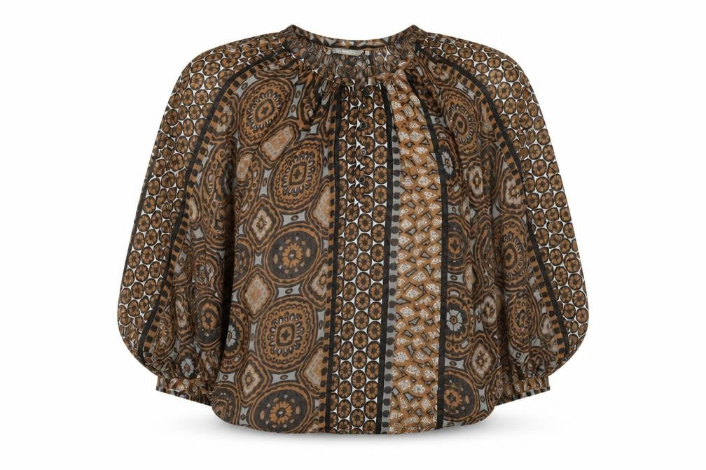 Sandwich Women's Brown Geometric Wrap Blouse