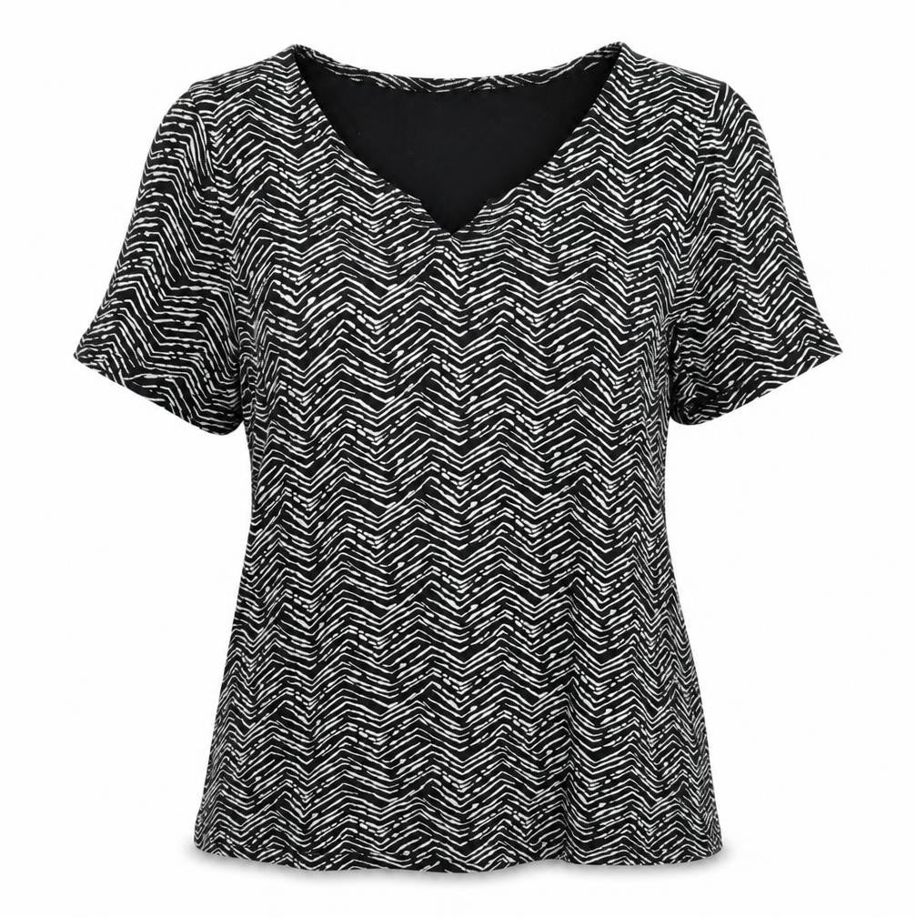 Love TEES Women's Black Geometric T-Shirt Size 14