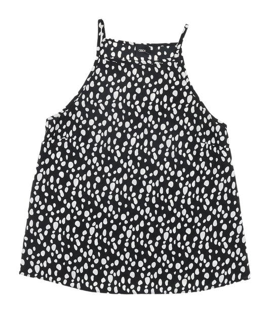 ASOS Women's Black & White Polka Dot Halter Tank