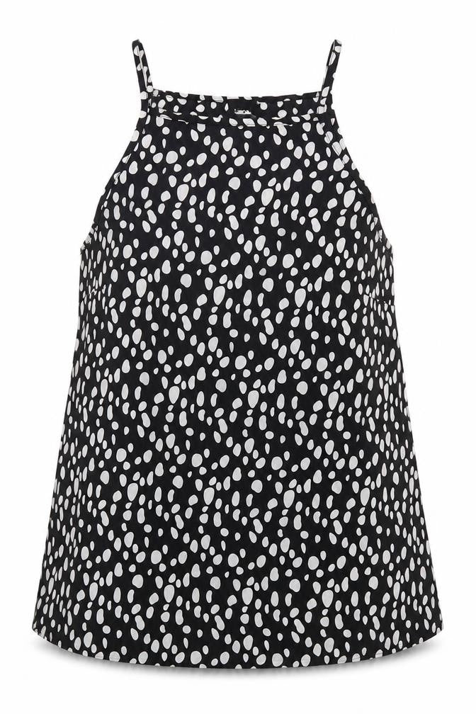 ASOS Women's Black & White Polka Dot Halter Tank