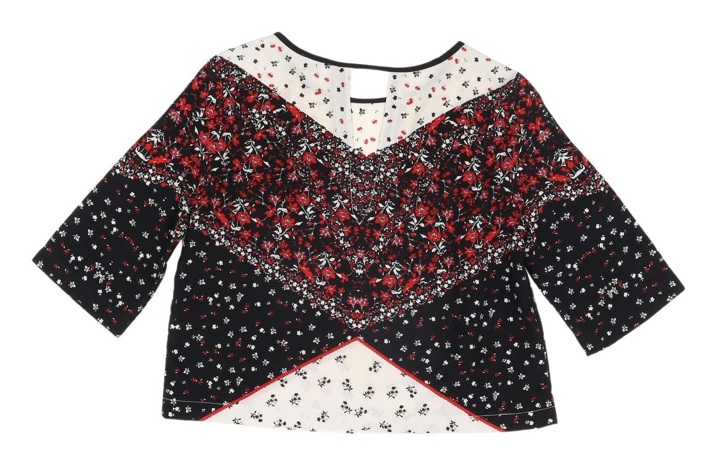 River Island Women's Black Floral Tunic Blouse, Size 10