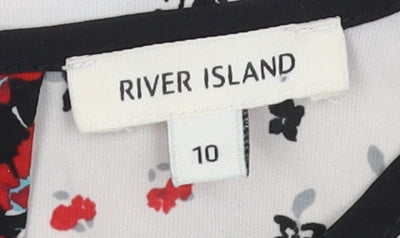 River Island Women's Black Floral Tunic Blouse, Size 10