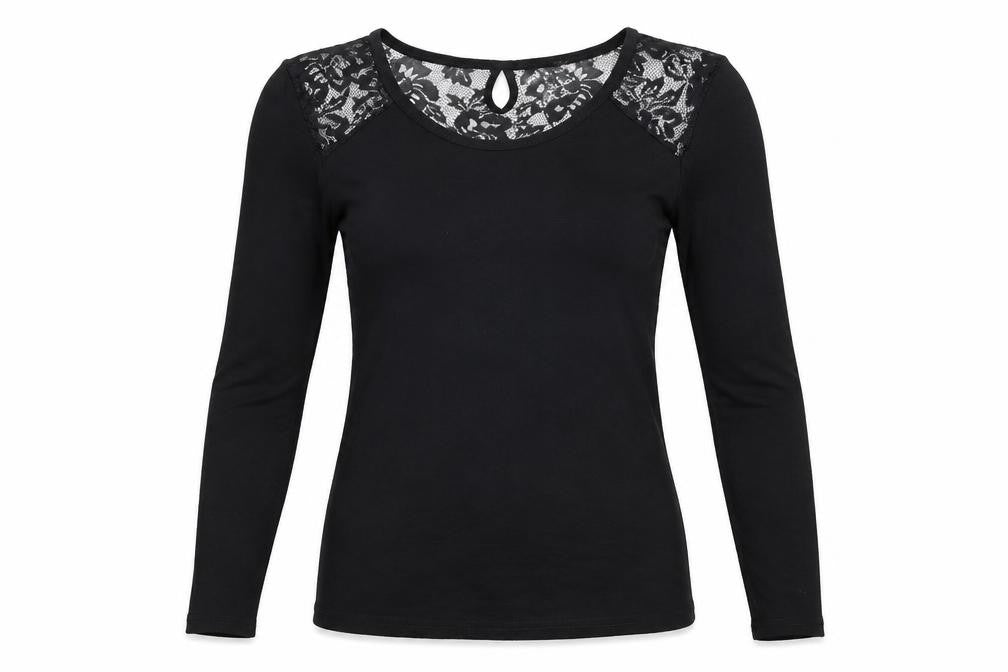 Rotter Damned Women's Black XS Lace Accent Blouse