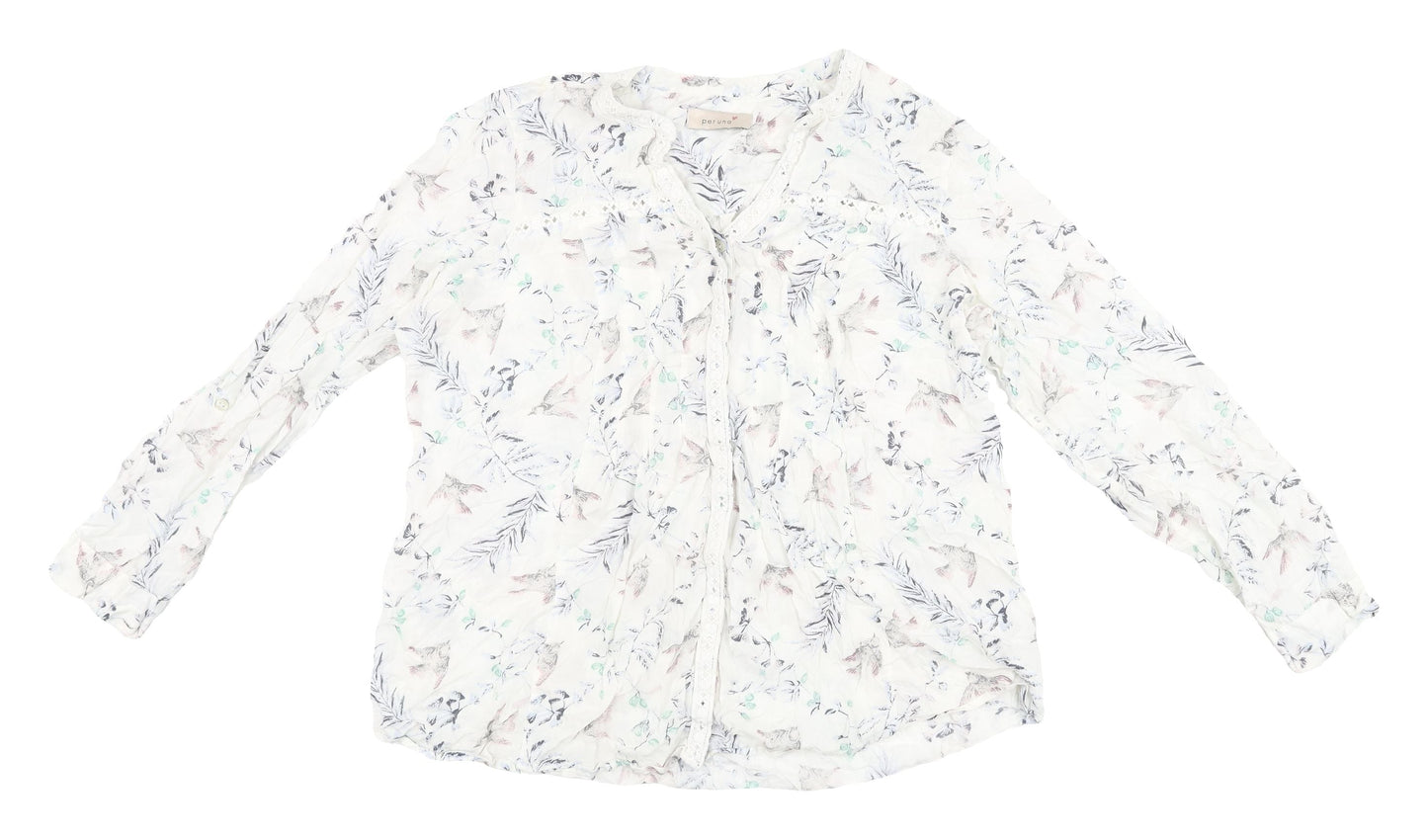 Marks and Spencer Women's Ivory Floral Blouse Size 16