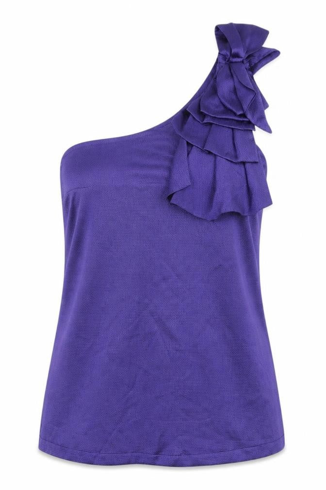 Topshop Women's Purple One Shoulder Bow Tank Size 10
