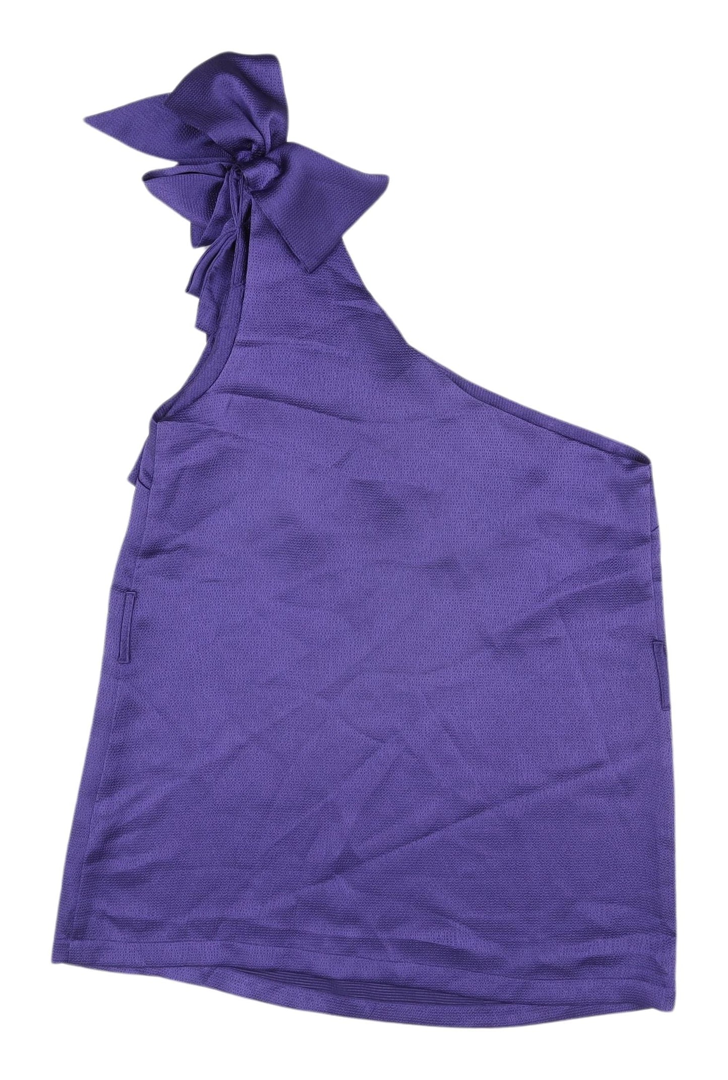 Topshop Women's Purple One Shoulder Bow Tank Size 10