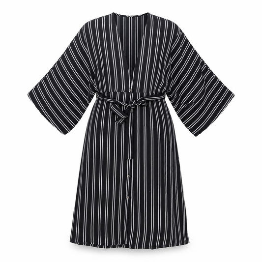 Blu Pepper Women's Black Striped Shirt Dress S