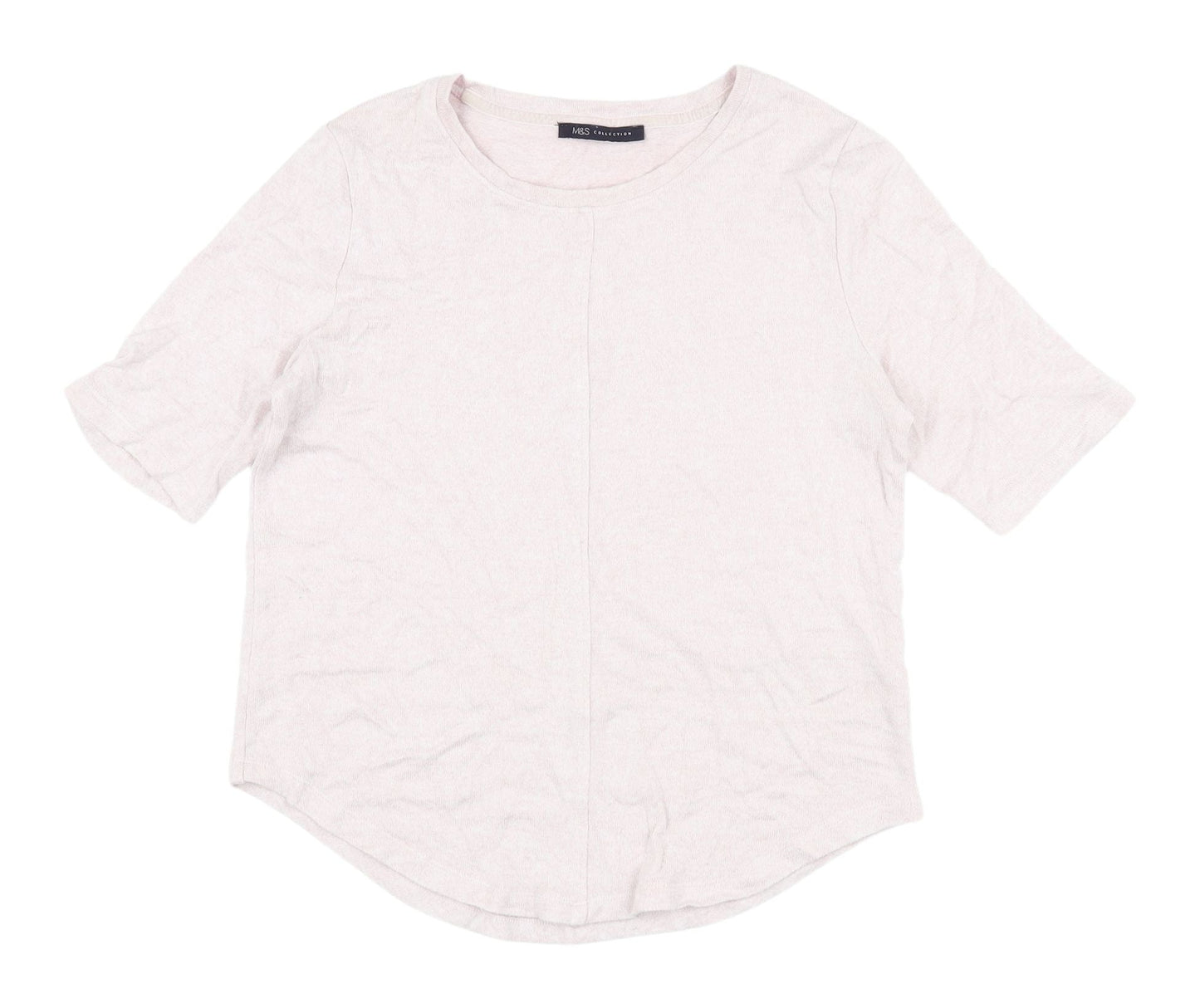 Marks and Spencer Pink Crew Neck T-Shirt - Size 8 Short Sleeve