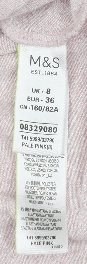 Marks and Spencer Pink Crew Neck T-Shirt - Size 8 Short Sleeve