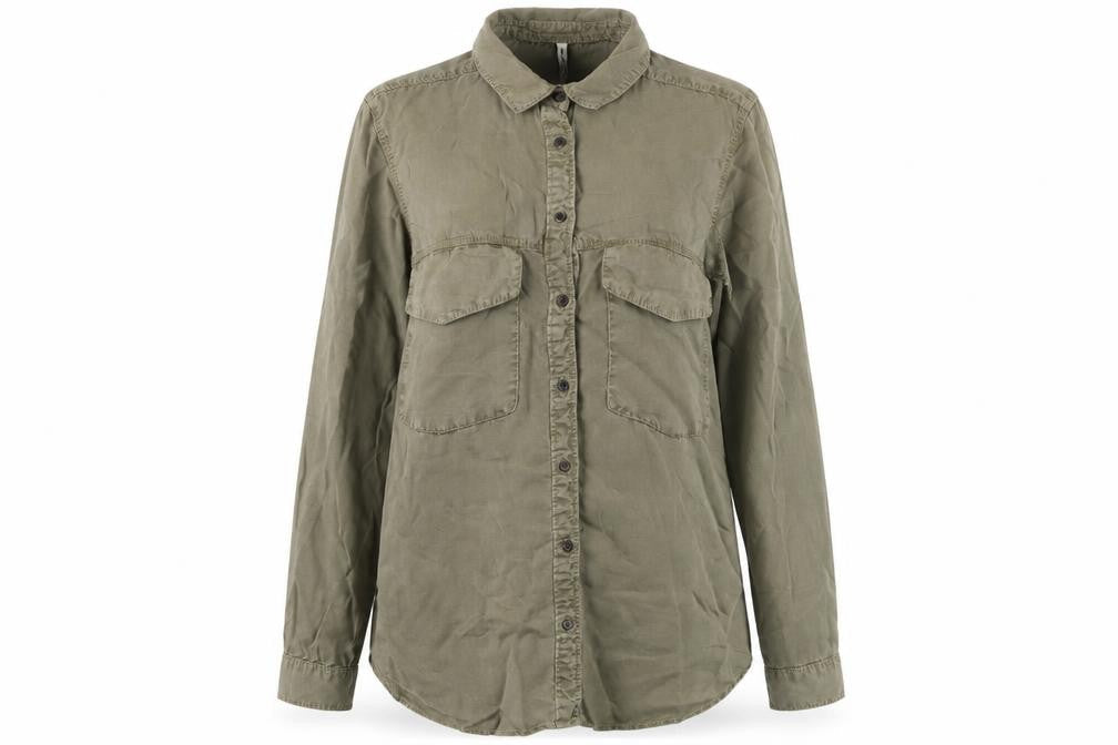 Stradivarius Women's Green Button-Up Shirt M