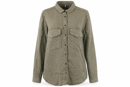 Stradivarius Women's Green Button-Up Shirt M