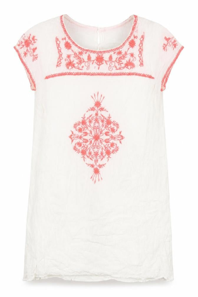 Dotti Women's White Embroidered Shift Dress Size 8