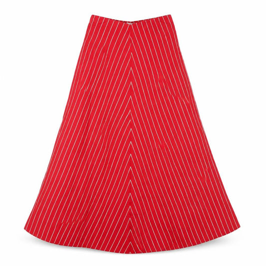 Mango Basics Women's Red Striped Flare Midi Skirt S