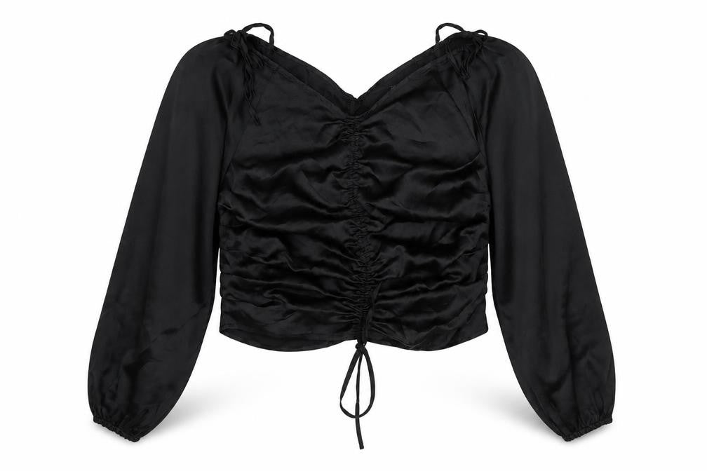 PrettyLittleThing Black Blouse V-Neck Size 14 Women