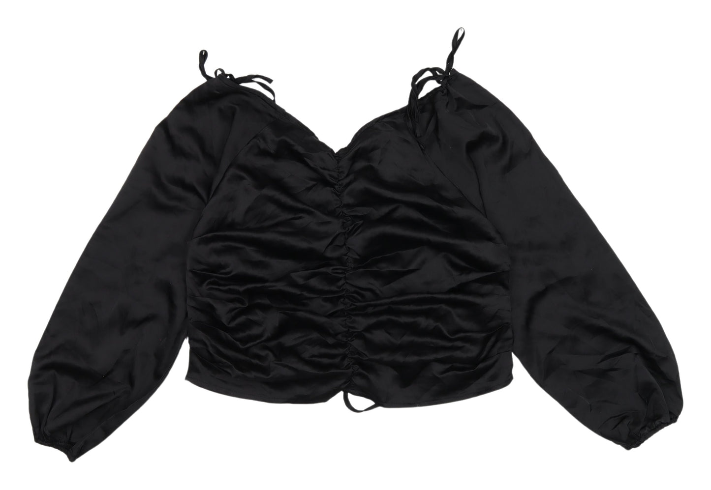 PrettyLittleThing Black Blouse V-Neck Size 14 Women