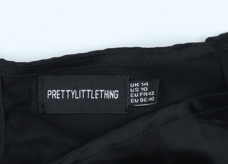 PrettyLittleThing Black Blouse V-Neck Size 14 Women